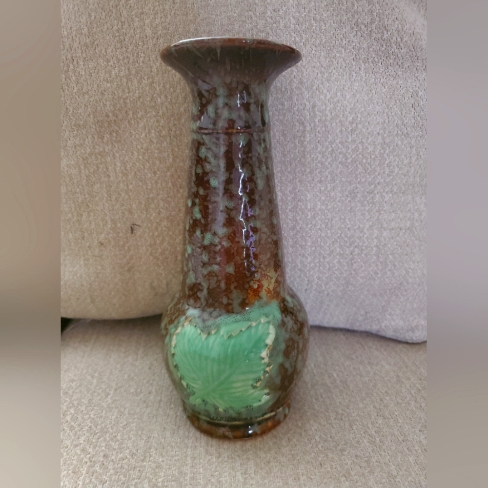 Brown and green Leaf vase